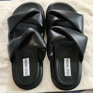 Steve Madden Black Twisted Slide Sandals